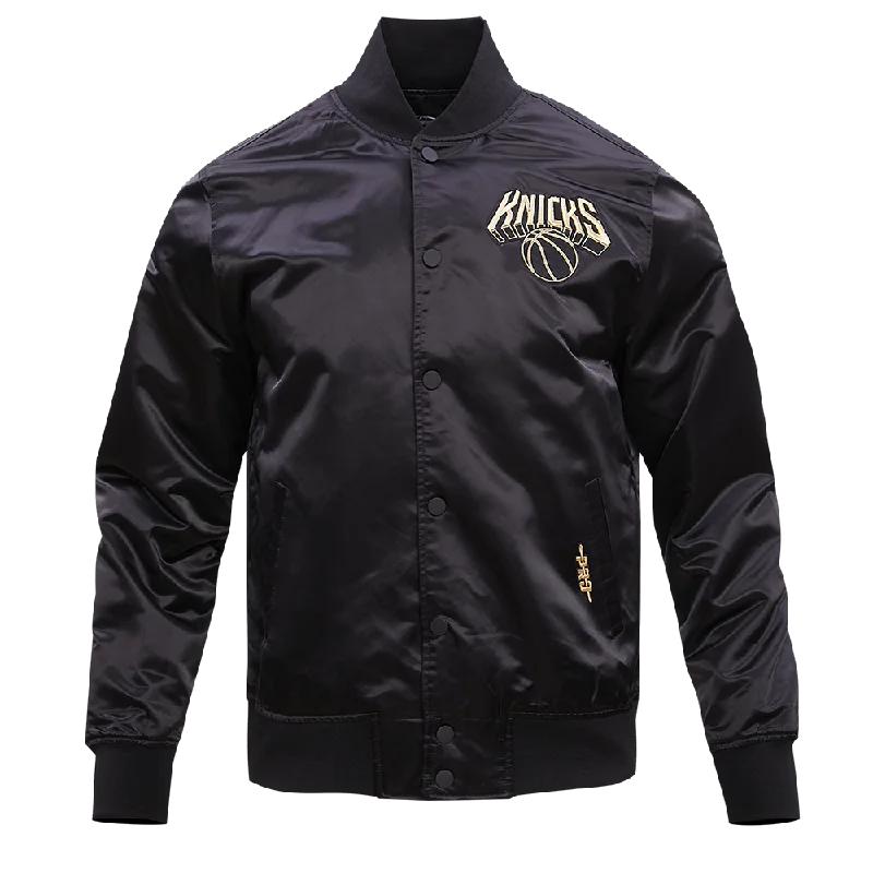 NBA NEW YORK KNICKS GOLD LOGO SAITN JACKET (BLACK) Rayon Jacket Velvet Jacket Corduroy Jacket NBA NEW YORK KNICKS GOLD LOGO SAITN JACKET (BLACK) Rayon Jacket Velvet Jacket Corduroy Jacket