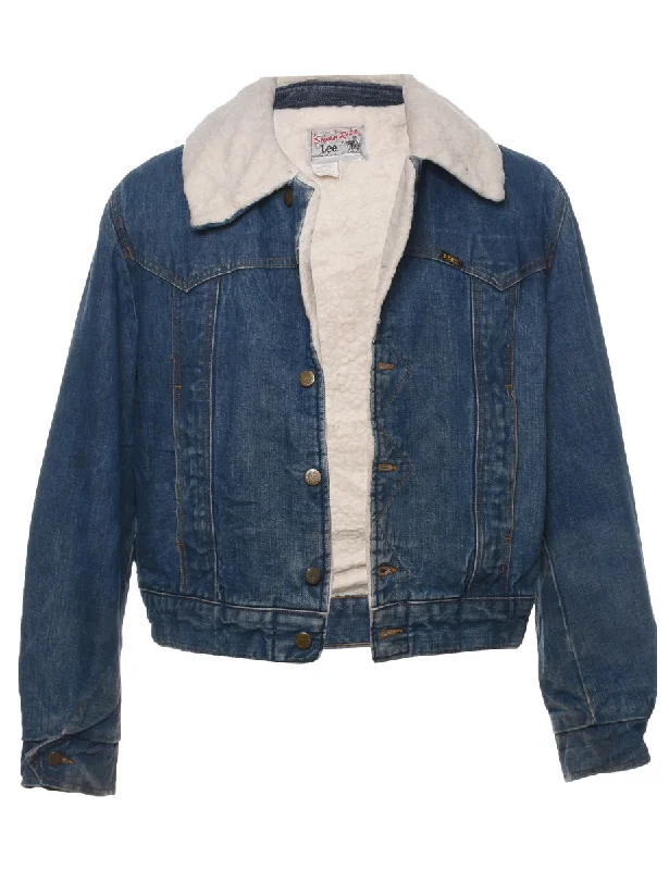 Lee Shearling Denim Jacket - L Oversized Jacket Tailored Jacket Straight Jacket