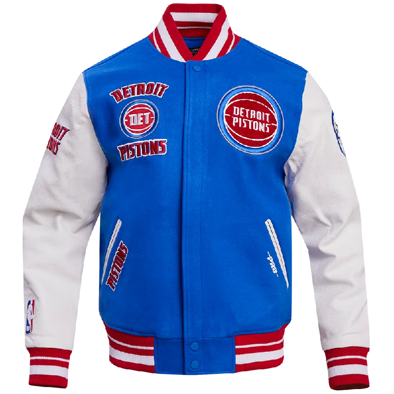 NBA DETROIT PISTONS RETRO CLASSIC MEN'S RIB WOOL VARSITY JACKET (ROYAL/RED) Cotton Fabric Linen Fabric Terry Fabric NBA DETROIT PISTONS RETRO CLASSIC MEN'S RIB WOOL VARSITY JACKET (ROYAL/RED) Cotton Fabric Linen Fabric Terry Fabric