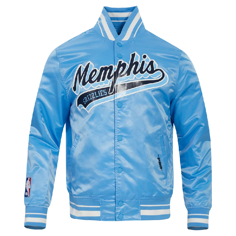 NBA MEMPHIS GRIZZLIES SCRIPT TAIL MEN'S RIB SATIN JACKET (UNIVERSITY BLUE) Mesh Jacket Canvas Jacket Denim Jacket NBA MEMPHIS GRIZZLIES SCRIPT TAIL MEN'S RIB SATIN JACKET (UNIVERSITY BLUE) Mesh Jacket Canvas Jacket Denim Jacket