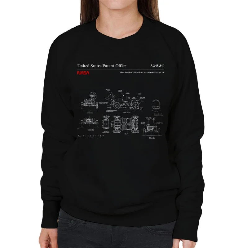 NASA Apollo Lunar Rover Blueprint Women's Sweatshirt Hoodie with Crew Neck Simple Timeless NASA Apollo Lunar Rover Blueprint Women's Sweatshirt Hoodie with Crew Neck Simple Timeless