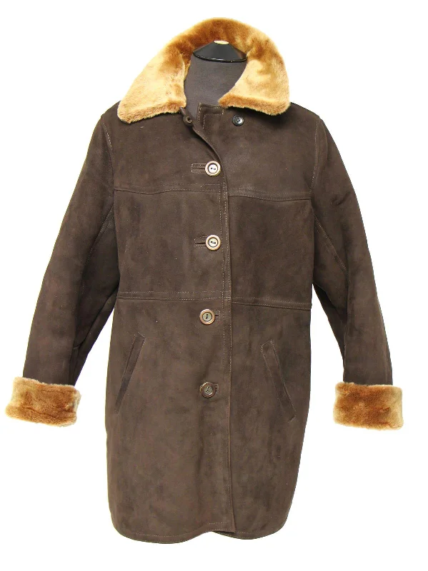 1960s Vintage Soft Brown Sheepskin Coat Houndstooth Jacket Shearling Jacket Fleece Jacket 1960s Vintage Soft Brown Sheepskin Coat Houndstooth Jacket Shearling Jacket Fleece Jacket