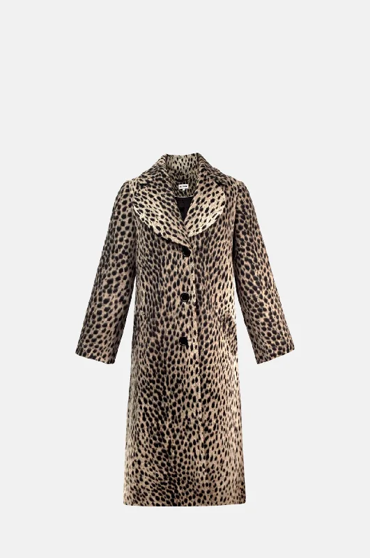 Rosemary Coat Antelope Spot Jacquard Black Plaid Tartan Floral