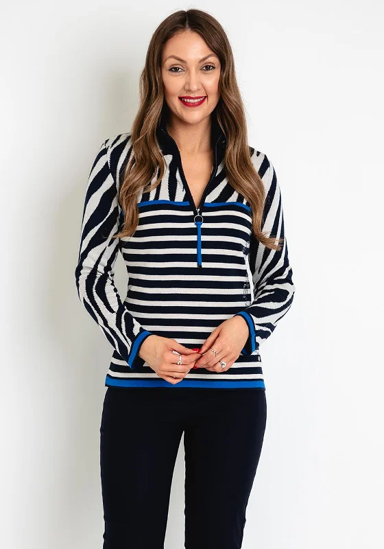 Rabe Multi Pattern Embellished Half Zip Sweater, Blue Hooded Sweater Collared Sweater Shawl Collar Rabe Multi Pattern Embellished Half Zip Sweater, Blue Hooded Sweater Collared Sweater Shawl Collar