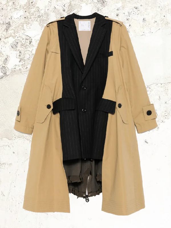 sacai panel-detailed hybrid trench coat Trim Padded Insulated