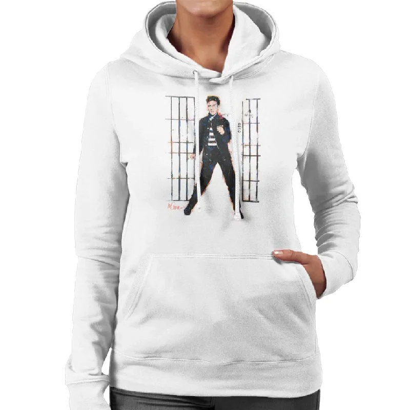 Sidney Maurer Original Portrait Of Elvis Presley Dark Jailhouse Rock Women's Hooded Sweatshirt Hooded Sweatshirt Casual Wear Street Style Sidney Maurer Original Portrait Of Elvis Presley Dark Jailhouse Rock Women's Hooded Sweatshirt Hooded Sweatshirt Casual Wear Street Style