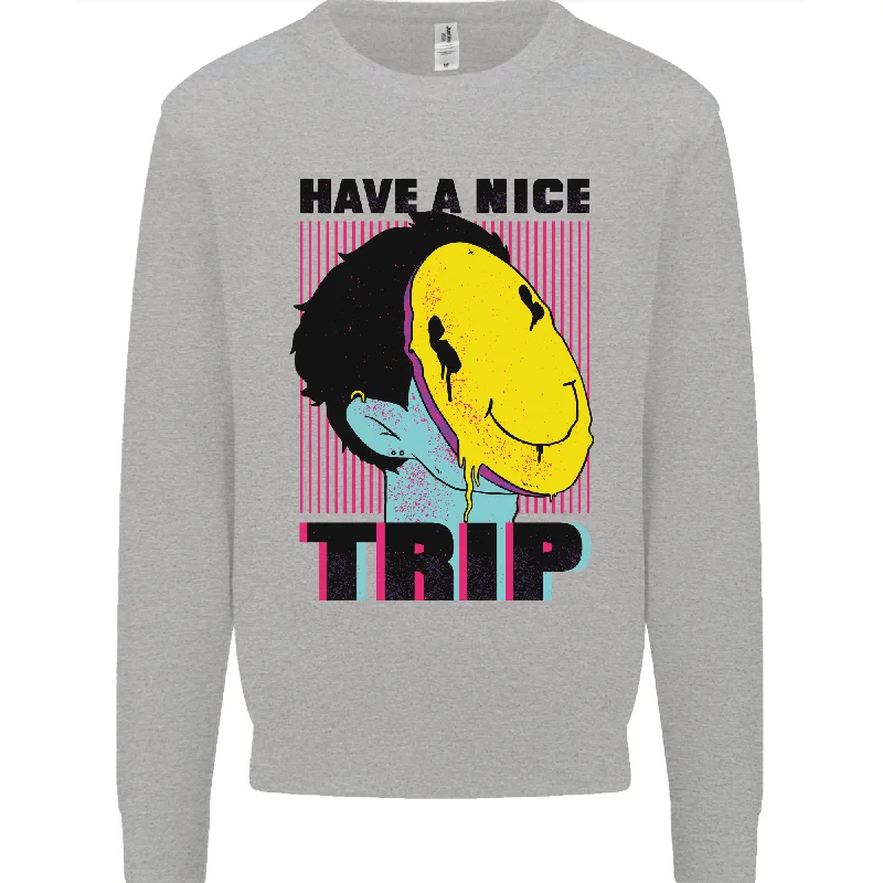 Acid Have a Nice Trip LSD Trippy Mens Sweatshirt Jumper Hoodie with Hem Embroidery Detailed Premium Acid Have a Nice Trip LSD Trippy Mens Sweatshirt Jumper Hoodie with Hem Embroidery Detailed Premium