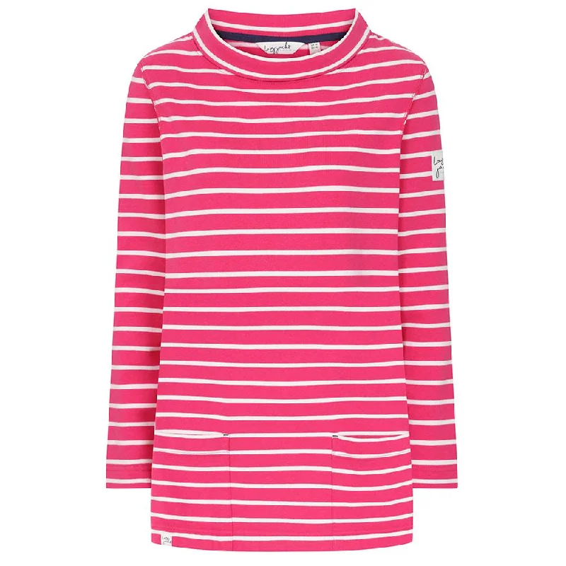 LJ94S - Striped Roll Neck Sweatshirt - Lipstick Hoodie with Strings Custom Fit Adjustable