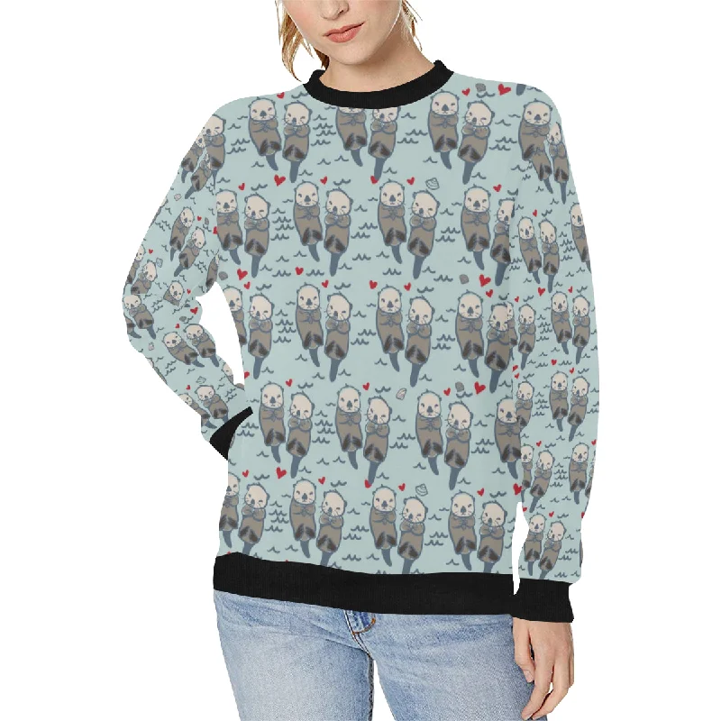 Lovely Sea Otter Pattern Women's Crew Neck Sweatshirt Hoodie with Drop Shoulder Relaxed Streetwear Lovely Sea Otter Pattern Women's Crew Neck Sweatshirt Hoodie with Drop Shoulder Relaxed Streetwear