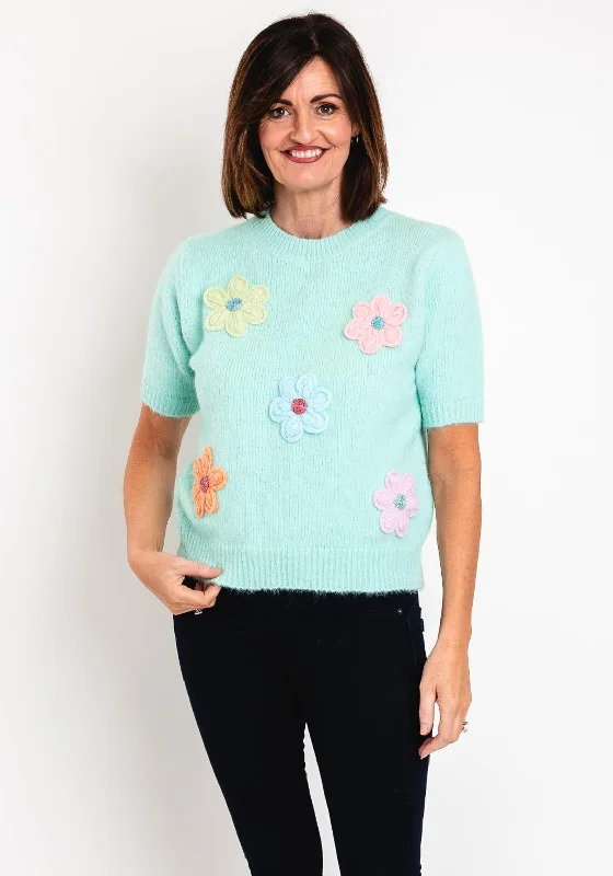 Serafina Collection One Size Knitted Flower Applique Sweater, Green Machine Wash Dry Clean Hand Wash Serafina Collection One Size Knitted Flower Applique Sweater, Green Machine Wash Dry Clean Hand Wash