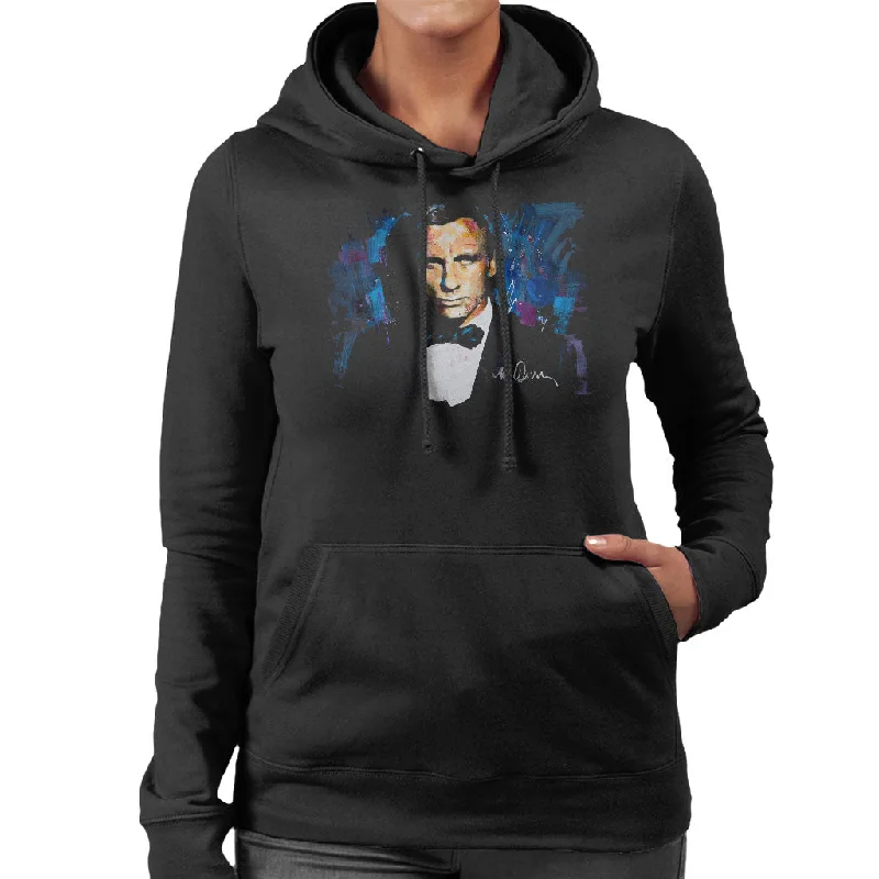 Sidney Maurer Original Portrait Of Daniel Craig James Bond Women's Hooded Sweatshirt Hoodie with Hem Raw Edge Edgy Unfinished Sidney Maurer Original Portrait Of Daniel Craig James Bond Women's Hooded Sweatshirt Hoodie with Hem Raw Edge Edgy Unfinished