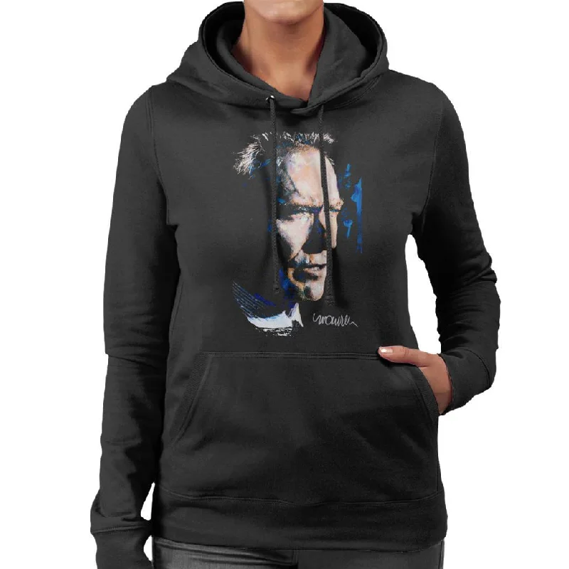 Sidney Maurer Original Portrait Of Clint Eastwood Women's Hooded Sweatshirt Hoodie with Strings Custom Fit Adjustable Sidney Maurer Original Portrait Of Clint Eastwood Women's Hooded Sweatshirt Hoodie with Strings Custom Fit Adjustable