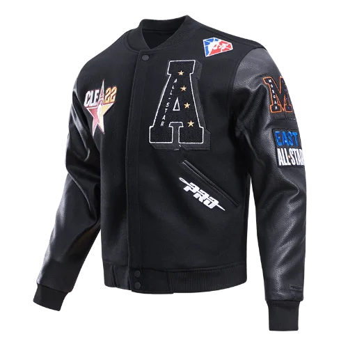 NBA HBCU ALL STAR EAST/WEST LOGO MEN'S VARSITY JACKET (BLACK) Collared Jacket Crew Neck Jacket Turtle Neck Jacket NBA HBCU ALL STAR EAST/WEST LOGO MEN'S VARSITY JACKET (BLACK) Collared Jacket Crew Neck Jacket Turtle Neck Jacket