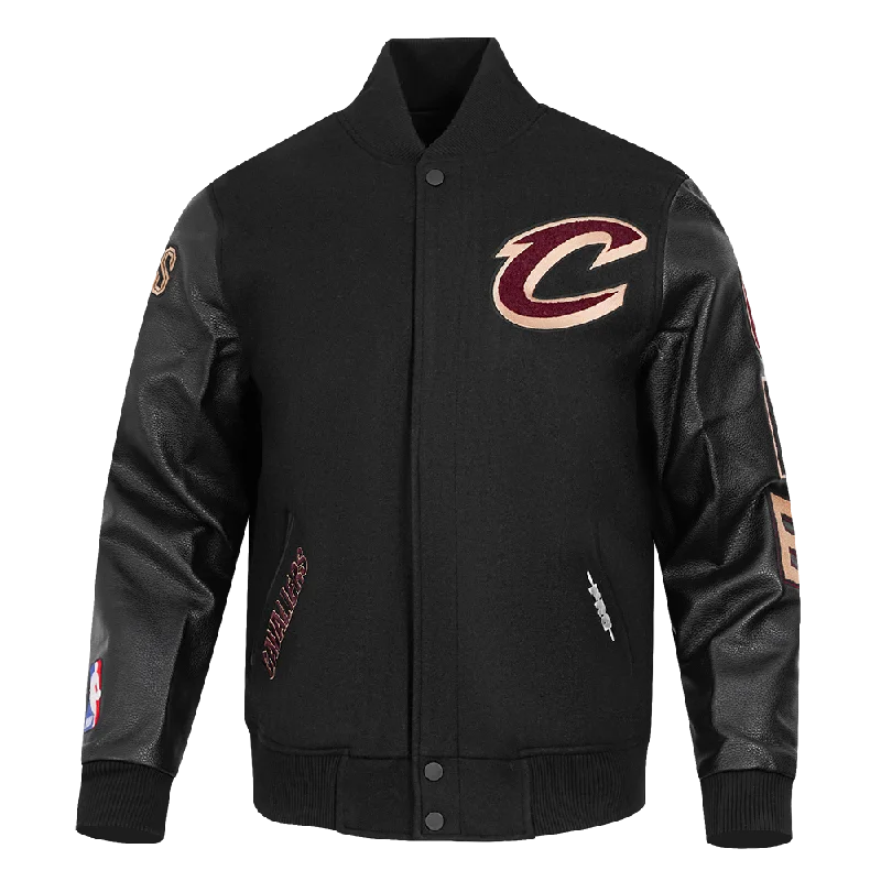 NBA CLEVELAND CAVALIERS CLASSIC WOOL MEN'S VARSITY JACKET (BLACK) Fitted Jacket Loose Jacket Oversized Jacket NBA CLEVELAND CAVALIERS CLASSIC WOOL MEN'S VARSITY JACKET (BLACK) Fitted Jacket Loose Jacket Oversized Jacket