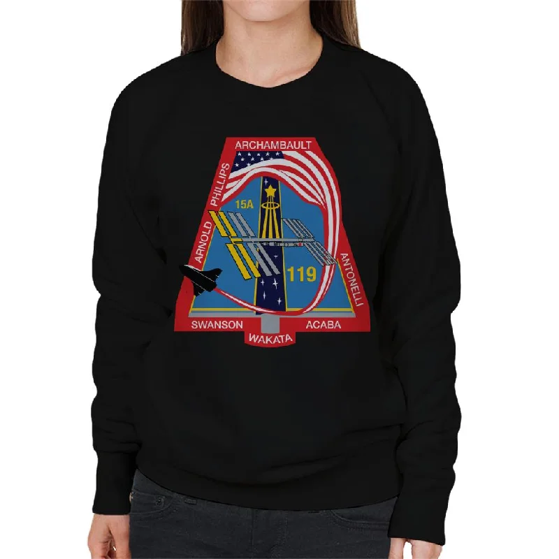NASA STS 119 Space Shuttle Discovery Mission Patch Women's Sweatshirt Hoodie with Pastel Soft Subtle NASA STS 119 Space Shuttle Discovery Mission Patch Women's Sweatshirt Hoodie with Pastel Soft Subtle