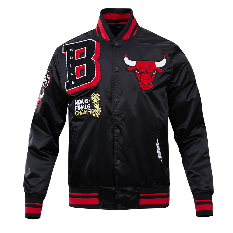NBA CHICAGO BULLS MASHUP MEN'S SATIN JACKET (BLACK) Satin Fabric Silk Fabric Chiffon Fabric NBA CHICAGO BULLS MASHUP MEN'S SATIN JACKET (BLACK) Satin Fabric Silk Fabric Chiffon Fabric