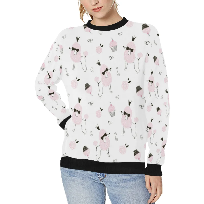 Poodle dog rose cake pattern Women's Crew Neck Sweatshirt Hoodie with Hidden Zipper Minimalist Clean Poodle dog rose cake pattern Women's Crew Neck Sweatshirt Hoodie with Hidden Zipper Minimalist Clean