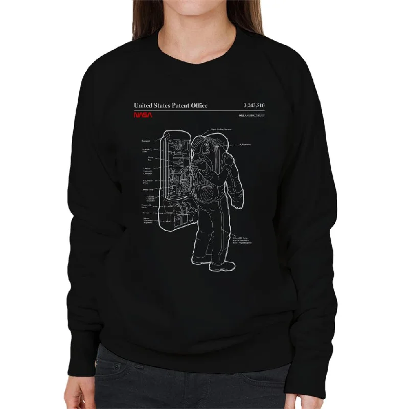 NASA Orlan Spacesuit Backpack Blueprint Women's Sweatshirt Hoodie with Hem Contrast Bold Stylish NASA Orlan Spacesuit Backpack Blueprint Women's Sweatshirt Hoodie with Hem Contrast Bold Stylish