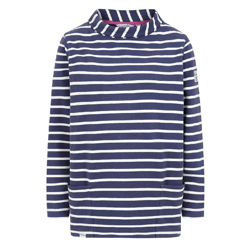 LJ94S - Striped Roll Neck Sweatshirt - Twilight Hoodie with Back Slit Movement Comfort
