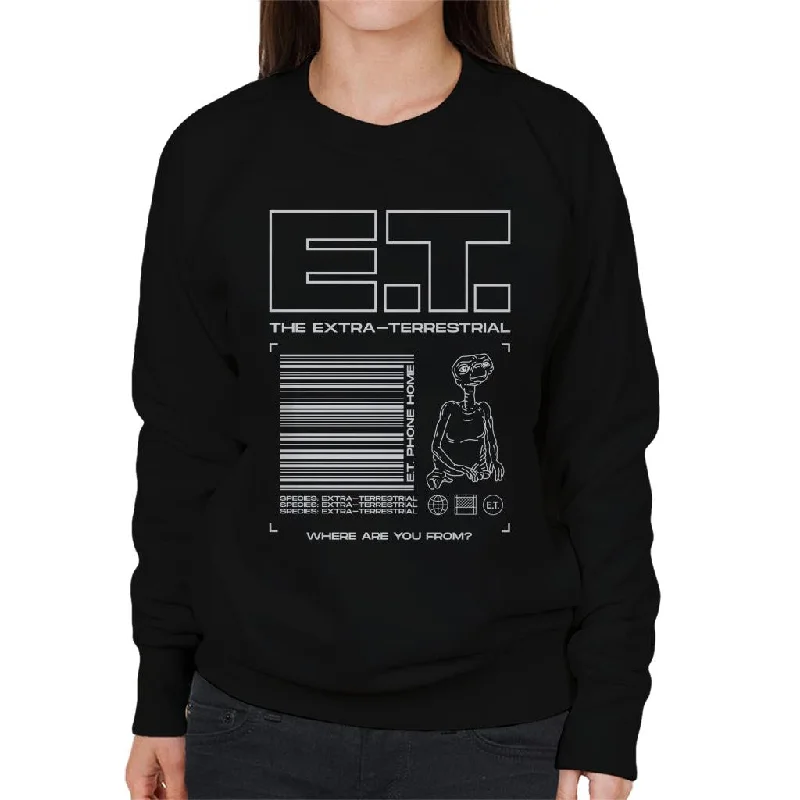 E.T. The Extra Terrestrial Where Are You From Women's Sweatshirt Hoodie with Frayed Bohemian Relaxed E.T. The Extra Terrestrial Where Are You From Women's Sweatshirt Hoodie with Frayed Bohemian Relaxed