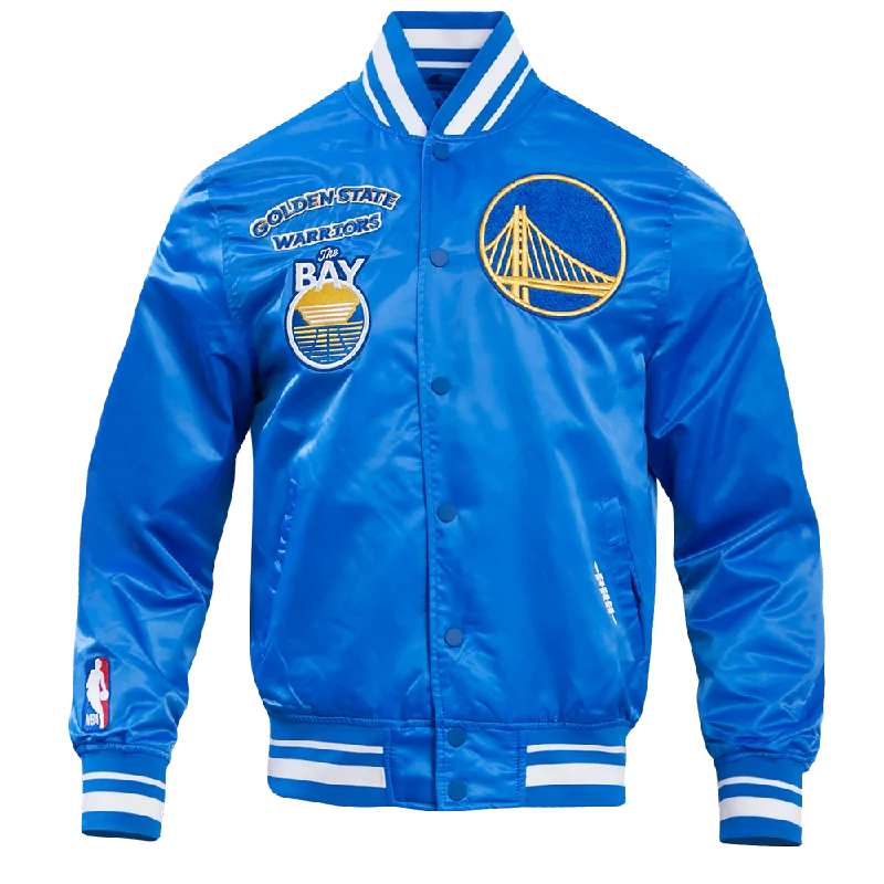 NBA GOLDEN STATE WARRIORS RETRO CLASSIC MEN'S RIB SATIN JACKET (ROYAL BLUE) Hoodie Zip-Up Jacket Button-Up Jacket NBA GOLDEN STATE WARRIORS RETRO CLASSIC MEN'S RIB SATIN JACKET (ROYAL BLUE) Hoodie Zip-Up Jacket Button-Up Jacket