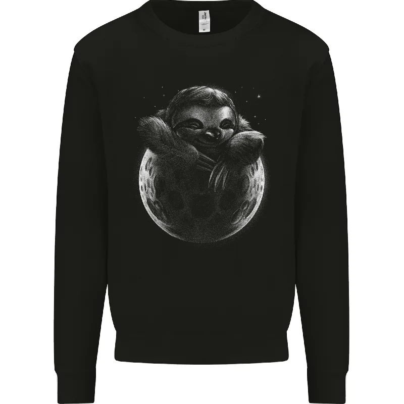 A Sloth On the Moon Mens Sweatshirt Jumper Hoodie with Hem Ribbing Snug Secure