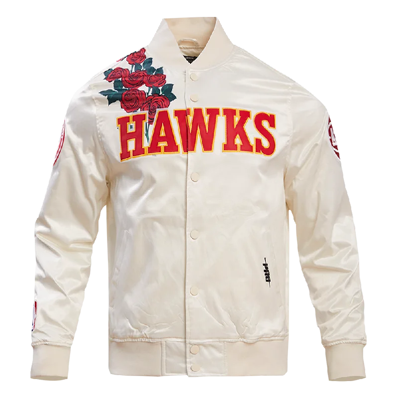 NBA ATLANTA HAWKS ROSES MEN'S SATIN JACKET (EGGSHELL / MULTI) Satin Jacket Silk Jacket Chiffon Jacket NBA ATLANTA HAWKS ROSES MEN'S SATIN JACKET (EGGSHELL / MULTI) Satin Jacket Silk Jacket Chiffon Jacket