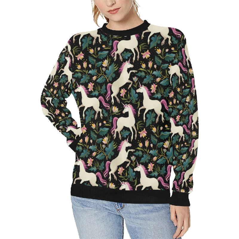 Unicorns forest background Women's Crew Neck Sweatshirt Hoodie with Hood Adjustable Protection Unicorns forest background Women's Crew Neck Sweatshirt Hoodie with Hood Adjustable Protection