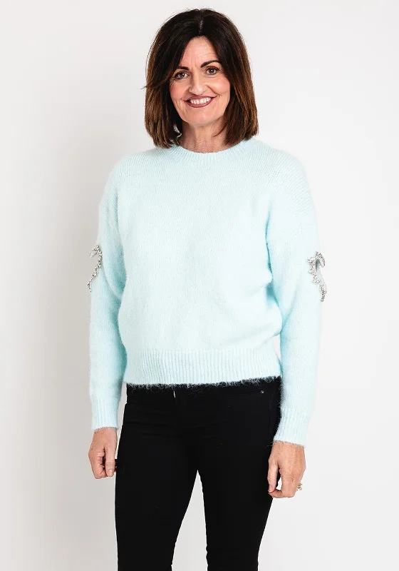 Serafina Collection One Size Heart Cut-Out Sweater, Aqua Oversized Loose Flowy