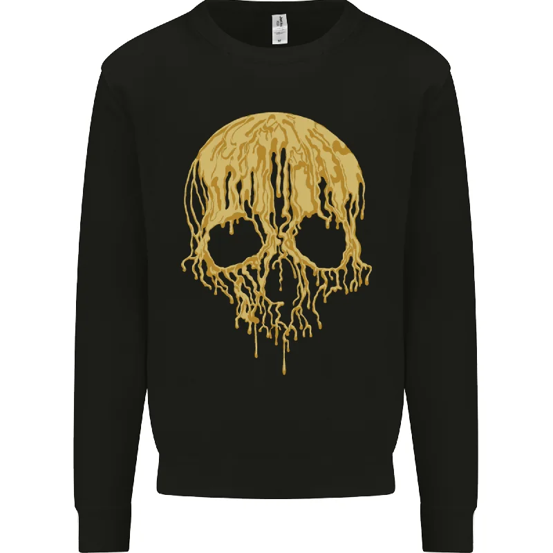 A Skull Dripping in Gold Mens Sweatshirt Jumper Hoodie with Toggle Buttons Decorative Unique A Skull Dripping in Gold Mens Sweatshirt Jumper Hoodie with Toggle Buttons Decorative Unique