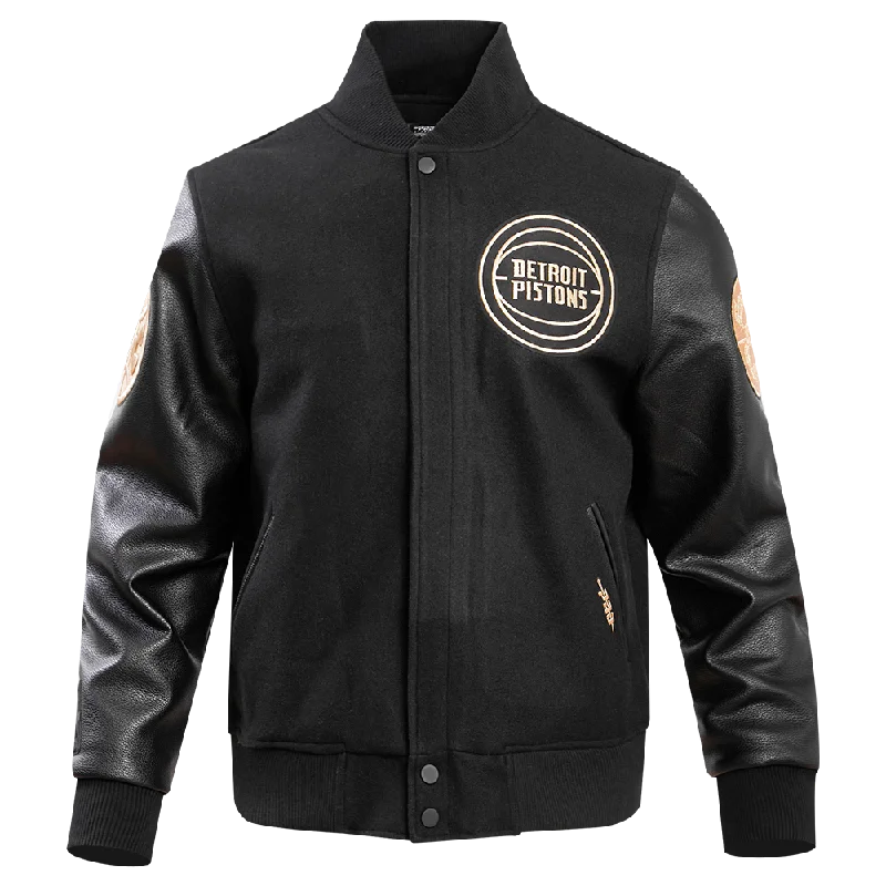 DETROIT PISTONS GOLD LOGO SATIN JACKET (BLACK) Striped Jacket Polka Dot Jacket Floral Jacket DETROIT PISTONS GOLD LOGO SATIN JACKET (BLACK) Striped Jacket Polka Dot Jacket Floral Jacket