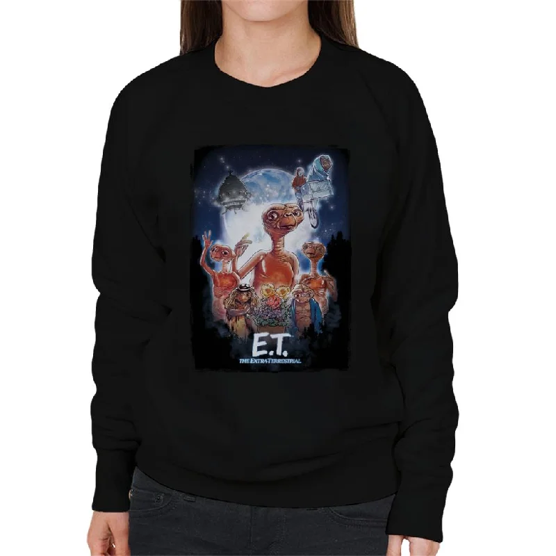 E.T. The Extra Terrestrial Cinematic Poster Montage Women's Sweatshirt Hoodie with Puffed Sleeves Voluminous Trendy E.T. The Extra Terrestrial Cinematic Poster Montage Women's Sweatshirt Hoodie with Puffed Sleeves Voluminous Trendy