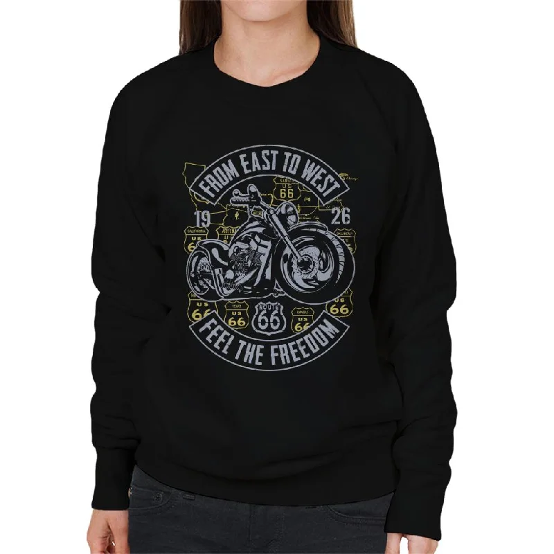 Route 66 From East To West Biker Women's Sweatshirt Hoodie with Patch Decorative Personalized Route 66 From East To West Biker Women's Sweatshirt Hoodie with Patch Decorative Personalized