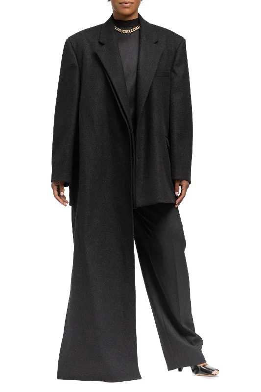 Asymmetric Wool Panel Coat Cotton Linen Terry