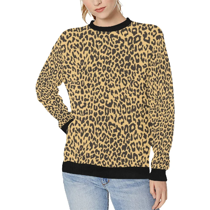 Leopard skin print Women's Crew Neck Sweatshirt Hoodie with Elastic Waist Stretchable Comfortable Leopard skin print Women's Crew Neck Sweatshirt Hoodie with Elastic Waist Stretchable Comfortable