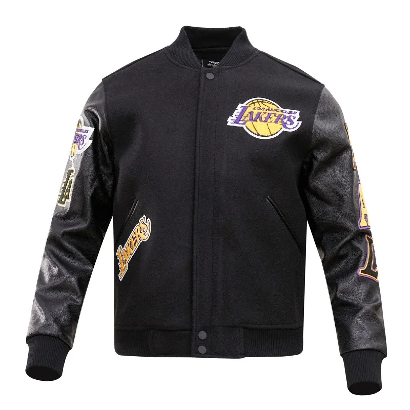 NBA LOS ANGELES LAKERS CLASSIC WOOL MEN'S VARSITY JACKET (BLACK) Bomber Jacket Anorak Windbreaker NBA LOS ANGELES LAKERS CLASSIC WOOL MEN'S VARSITY JACKET (BLACK) Bomber Jacket Anorak Windbreaker