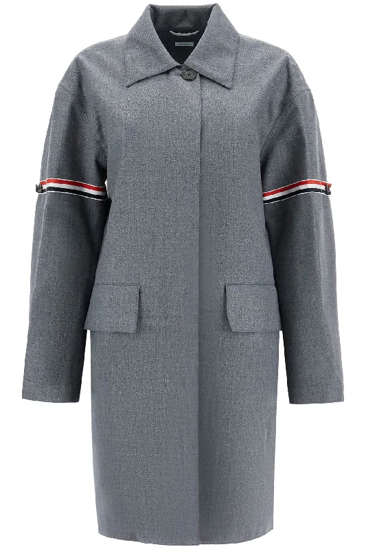 waterproof technical wool coat with rwb stripes FOC859O F0696 MED GREY Rayon Velvet Corduroy waterproof technical wool coat with rwb stripes FOC859O F0696 MED GREY Rayon Velvet Corduroy