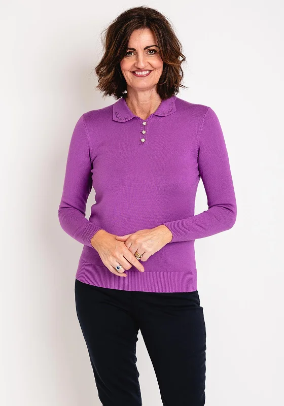 Castle of Ireland Diamante Flat Collar Sweater, Aster Herringbone Houndstooth Plaid