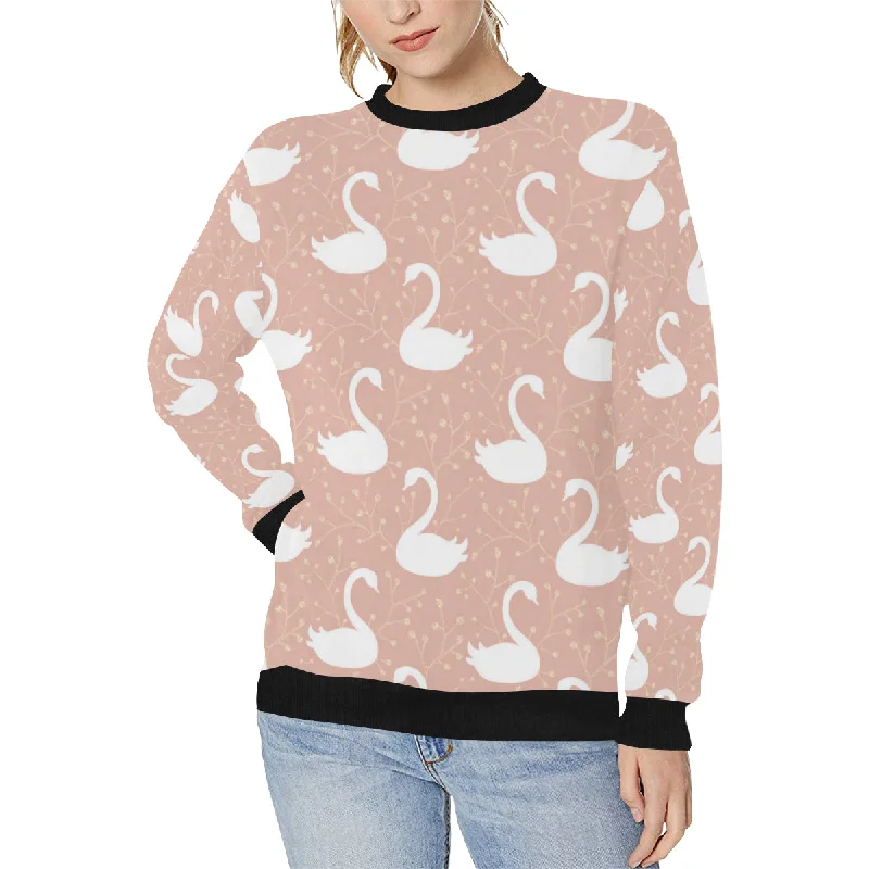Swan flower light pink background Women's Crew Neck Sweatshirt Hoodie with Oversized Fit Loose Comfortable Swan flower light pink background Women's Crew Neck Sweatshirt Hoodie with Oversized Fit Loose Comfortable