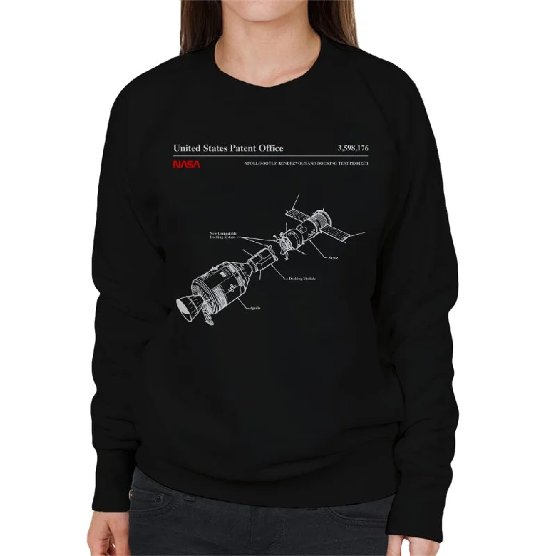 NASA Apollo Soyuz Docking Test Blueprint Women's Sweatshirt Hoodie with Front Slit Layering Stylish NASA Apollo Soyuz Docking Test Blueprint Women's Sweatshirt Hoodie with Front Slit Layering Stylish
