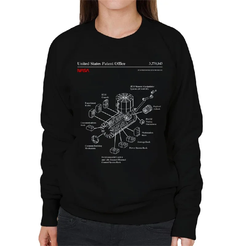 NASA JEM Pressurized Module Blueprint Women's Sweatshirt Hoodie with Longline Fit Extended Stylish NASA JEM Pressurized Module Blueprint Women's Sweatshirt Hoodie with Longline Fit Extended Stylish