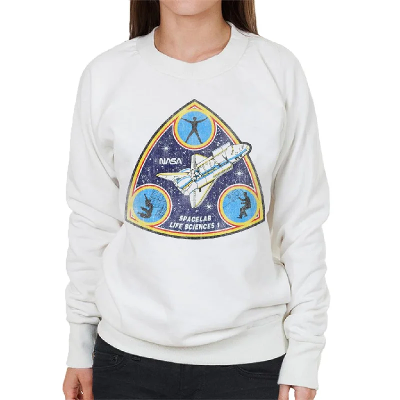 NASA Spacelab Life Sciences 1 Mission Badge Distressed Women's Sweatshirt Hoodie with Double Zipper Versatile Adjustable NASA Spacelab Life Sciences 1 Mission Badge Distressed Women's Sweatshirt Hoodie with Double Zipper Versatile Adjustable