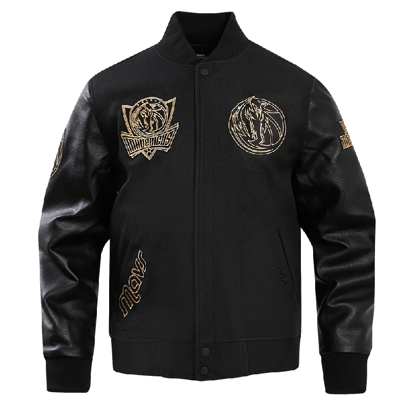 NBA DALLAS MAVERICKS BLACK & GOLD WOOL VARSITY JACKET (JET BLACK) Insulated Jacket Fitted Jacket Loose Jacket NBA DALLAS MAVERICKS BLACK & GOLD WOOL VARSITY JACKET (JET BLACK) Insulated Jacket Fitted Jacket Loose Jacket