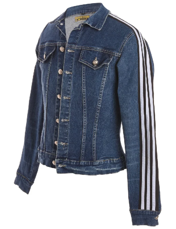 Label Three Stripe Sleeve Denim Jacket Jacket Blazer Coat