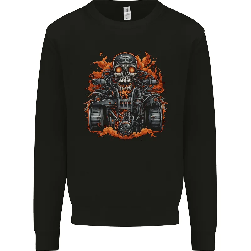 A Skull Quad Bike Rider ATV Off Roading Biker Mens Sweatshirt Jumper Hoodie with Hem Raw Edge Edgy Unfinished A Skull Quad Bike Rider ATV Off Roading Biker Mens Sweatshirt Jumper Hoodie with Hem Raw Edge Edgy Unfinished