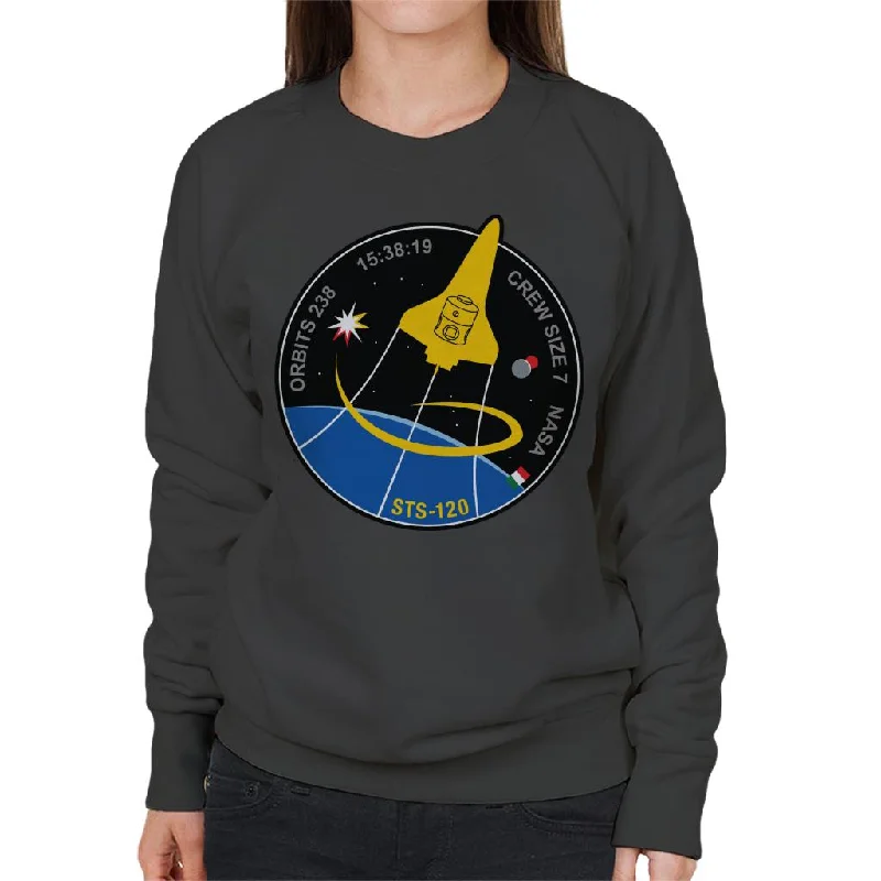 NASA STS 120 Shuttle Mission Imagery Patch Women's Sweatshirt Hoodie with Snap Buttons Easy Quick NASA STS 120 Shuttle Mission Imagery Patch Women's Sweatshirt Hoodie with Snap Buttons Easy Quick