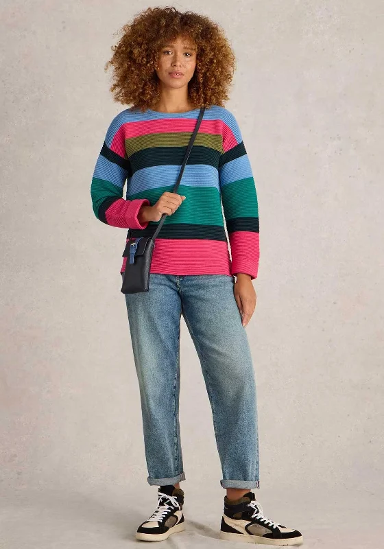 White Stuff Jana Striped Jumper, Blue Hooded Sweater Collared Sweater Shawl Collar
