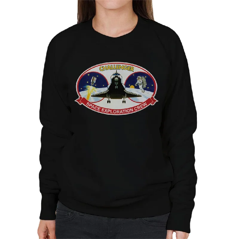 NASA STS 41B Challenger Mission Patch Women's Sweatshirt Hoodie with Exposed Zipper Edgy Industrial NASA STS 41B Challenger Mission Patch Women's Sweatshirt Hoodie with Exposed Zipper Edgy Industrial