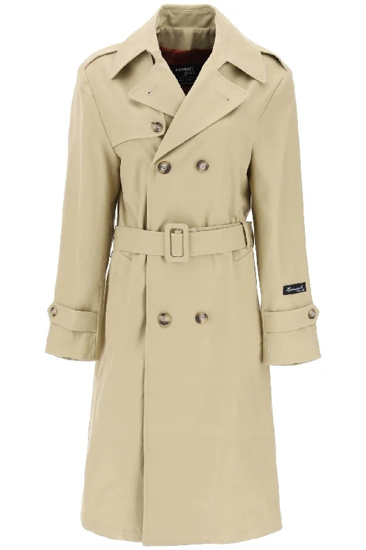 cotton double-breasted trench coat HGCT002 KHAKI Elasticated Drawstring Belted