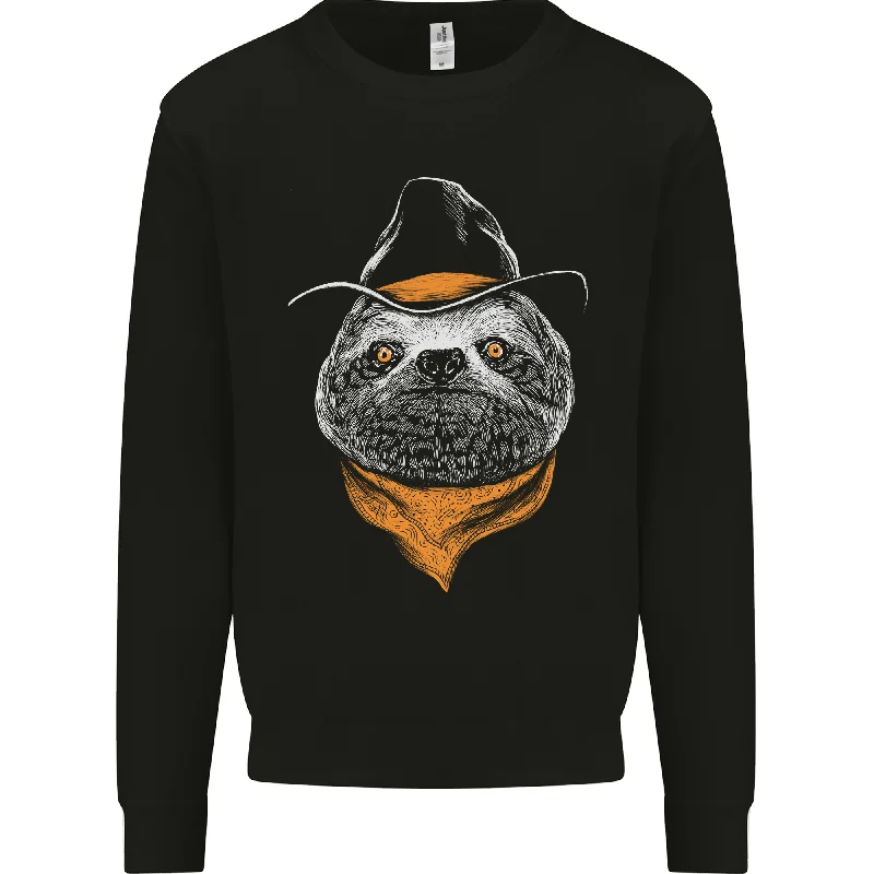 A Sloth Cowboy Mens Sweatshirt Jumper Hoodie with Slit Hem Functional Movement